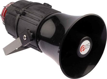 e2s 声光报警器, 24 V 直流, IP66, 113dB最大分贝, 红色灯罩, ATEX认证, 1m 外分贝116dB