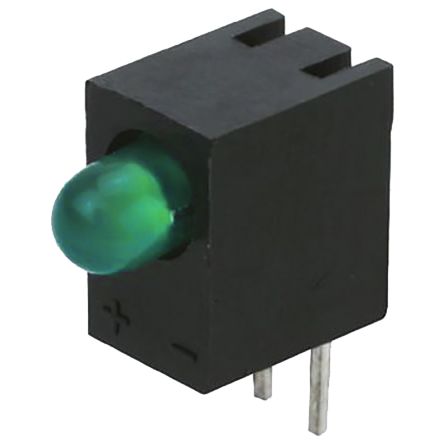 Kingbright Indicador LED Para PCB A 90º Verde, λ 568 Nm, 1 LED, 2,5 V, 60 °, Dim. 8.89 X 4.32 X 7.3mm, Mont. Pasante