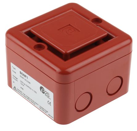 E2s SONF1 Elektronischer Signalgeber IP66 230 V Ac 10-Ton 100dB Rot