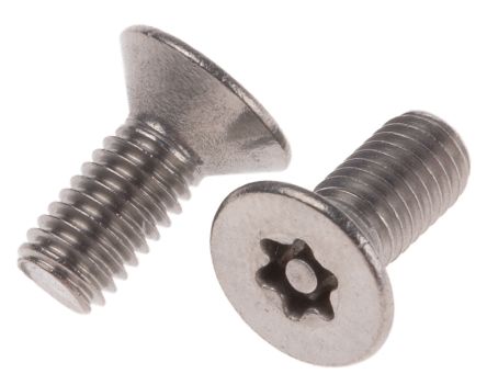 RS PRO Plain Flat Stainless Steel Tamper Proof Security Screw, M5 X 12mm
