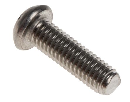 RS PRO Plain Button Stainless Steel Tamper Proof Security Screw, M6 X 20mm