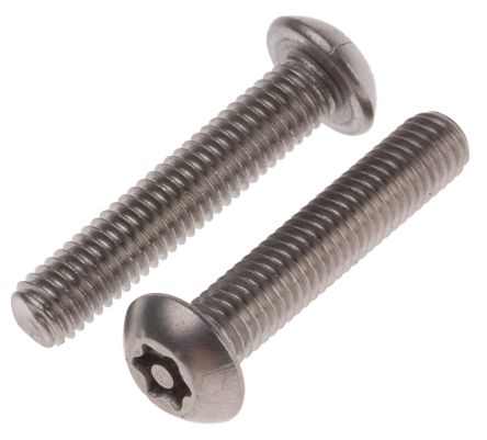 RS PRO Plain Button Stainless Steel Tamper Proof Security Screw, M5 X 25mm