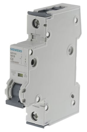 Siemens 5SY4 MCB Leitungsschutzschalter Typ C, 1-polig 3A 230V, Abschaltvermögen 10 KA Sentron DIN-Schienen-Montage