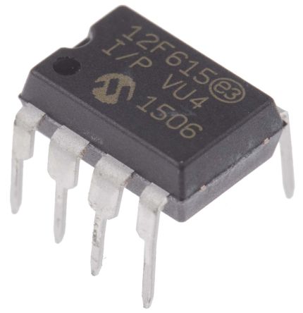 Microchip PIC12F615-I/P, 8bit PIC Microcontroller, PIC12F, 20MHz, 1K Flash, 8-Pin PDIP