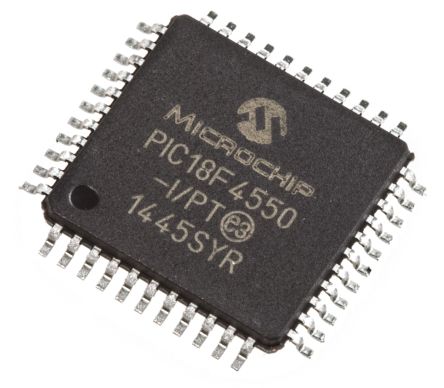 Microchip Mikrocontroller PIC18F PIC 8bit SMD 32 KB, 256 B TQFP 44-Pin 48MHz 2048 KB RAM USB