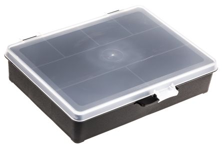 Raaco 零件收纳盒, 7储物格, 179mm x 40mm x 151mm, 带透明盖板, 聚丙烯 (PP), 黑色