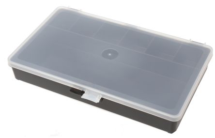 Raaco 零件收纳盒, 7储物格, 271mm x 41mm x 173mm, 带透明盖板, 聚丙烯 (PP), 黑色