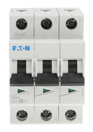 Eaton Moeller MCB Leitungsschutzschalter Typ C, 3-polig 6A 400V, Abschaltvermögen 10 KA XEffect