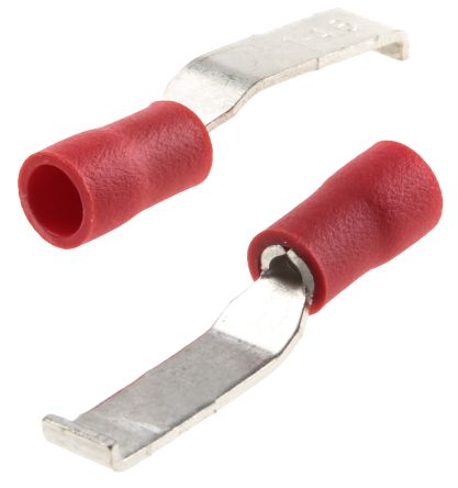 RS PRO Kabelschuh Flachstift Stecker, Isoliert, Rot, L. 16.8mm, D. 0.75mm, Nicht Ummantelt