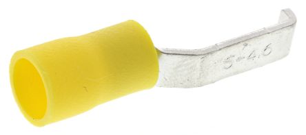 RS PRO Hooked Insulated Crimp Blade Terminal 17.2mm Blade Length, 4mm² To 6mm², 12AWG To 10AWG, Yellow
