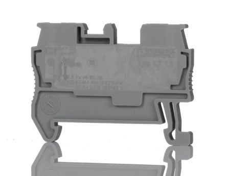 Phoenix Contact ST 1.5 Series Grey Feed Through Terminal Block, 0.08 → 1.5mm², Single-Level, Spring Clamp