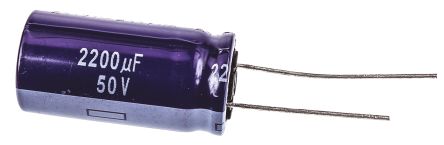 Panasonic Condensador Electrolítico Serie M-A, 2200μF, ±20%, 50V Dc, Radial, Orificio Pasante, 16 (Dia.) X 31.5mm, Paso