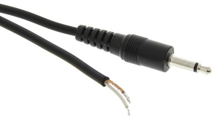 Switchcraft AUX音频线, 35HR系列, 3.5mm 单声道插孔至无终端接头, 1.98m长, 黑色