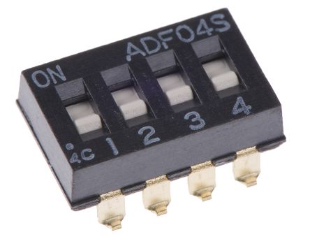 TE Connectivity DIP-Schalter Gleiter 4-stellig 4-poliger Schließer, Kontakte Vergoldet 100 MA @ 24 V Dc, Bis +85°C