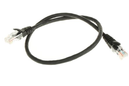 RS PRO Cable Ethernet Cat5e U/UTP De Color Negro, Long. 0.5m, Funda De LSZH
