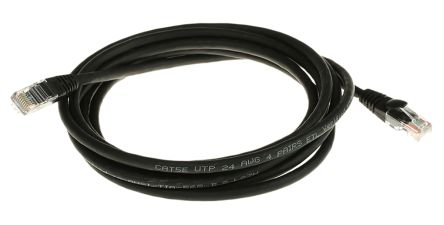 RS PRO Cable Ethernet Cat5e U/UTP De Color Negro, Long. 3m, Funda De LSZH