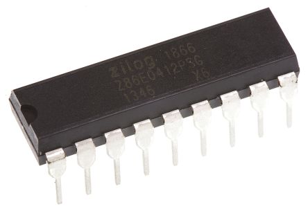 Zilog Microcontrôleur, 8bit, 125 B RAM, 1 Ko, 12MHz,, DIP 18, Série Z8
