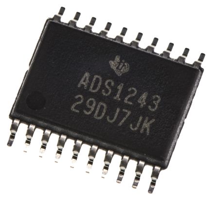 Texas Instruments 24-Bit ADC ADS1243IPWT Octal, 0.015ksps TSSOP, 20-Pin