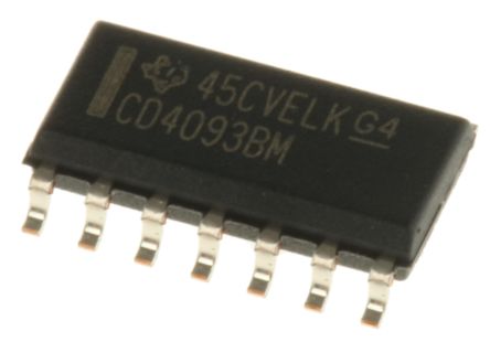 Texas Instruments Logikgatter, 4-Elem., NAND, 4000, 4.2mA, 14-Pin, SOIC, 2 Schmitt-Trigger-Eingang