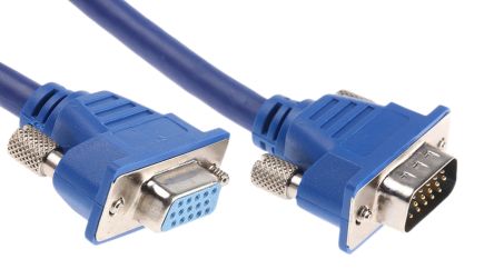 RS PRO Cable VGA De Color Azul, Con. A: VGA Macho, Con. B: VGA Hembra, Long. 15m