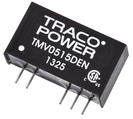 TRACOPOWER TMV EN DC-DC Converter, ±15V Dc/ ±30mA Output, 4.5 → 5.5 V Dc Input, 1W, Through Hole, +85°C Max Temp