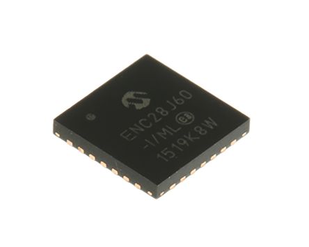 Microchip 10 BaseT Ethernet-Controller, Seriell-SPI MII, MIIM Voll-Duplex, Halb-Duplex 10Mbit/s 3,3 V, QFN 28-Pin