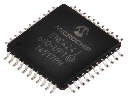Microchip ENC424J600-I/PT, Ethernet Controller, 10Mbps MII, MIIM, Serial-SPI, 3.3 V, 44-Pin TQFP