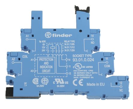 Finder Support Relais Série 93 Series 5 Contacts, 250V C.a., Pour 34.51