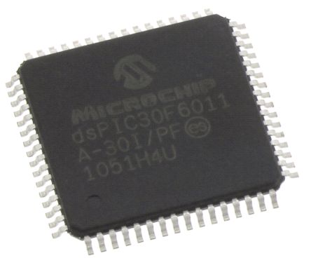 Microchip Procesador De Señal Digital DsPIC30F6011A-30I/PF, 30MIPS 16bit 6,144 KB RAM, 2,048 KB, 132 KB Flash, TQFP 64 Pines 16 X