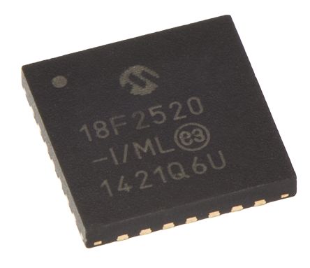 Microchip Microcontrôleur, 8bit, 1,536 Ko RAM, 32 KB, 256 B, 40MHz, QFN 28, Série PIC18F