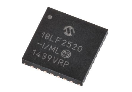 Microchip Mikrocontroller PIC18F PIC 8bit SMD 32 KB, 256 B QFN 28-Pin 40MHz 1536 KB RAM