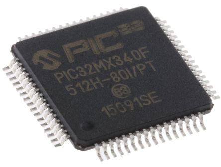 Microchip Mikrocontroller PIC32MX PIC 32bit SMD 12 KB, 512 KB TQFP 64-Pin 80MHz 32 KB RAM