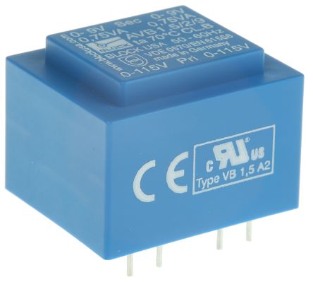Block Transformateur Pour Circuit Imprimé, 9V C.a., 115 V Ac, 230 V Ac, 1.5VA, 2 Sorties