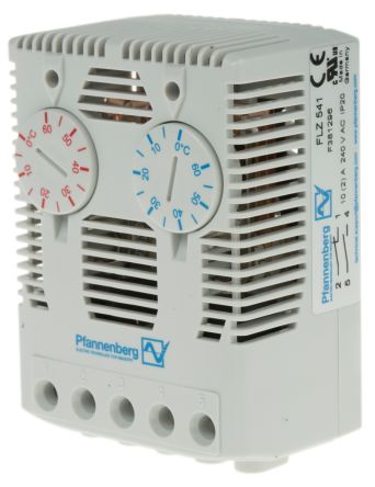 Pfannenberg Termostato Para Cajas Serie FLZ, 0 → +60 °C., Alim. 120 → 240 V Ac, NC, NO