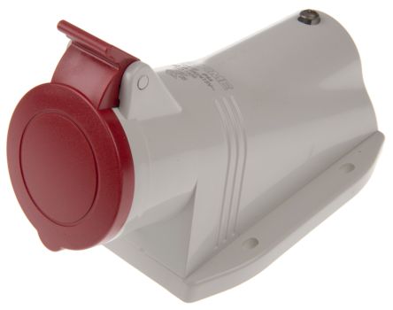 Scame IP44 Red Wall Mount 3P + E Right Angle Industrial Power Socket, Rated At 16A, 415 V