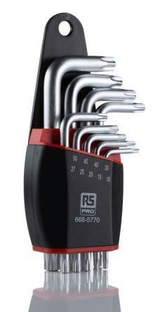 RS PRO TORX®-Schlüsselsatz L-Form Lang CrV-Stahl 9-teilig, T10 → T50