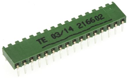 TE Connectivity AMPMODU HV190 Series Right Angle Through Hole Mount PCB Socket, 16-Contact, 1-Row, 2.54mm Pitch, Solder