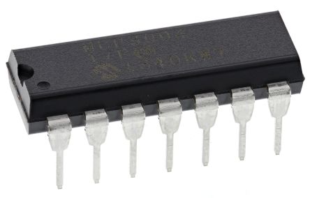 Microchip ADC, MCP3004-I/P, Quadruple, 10 Bits Bits, 200ksps, 14 Broches, PDIP