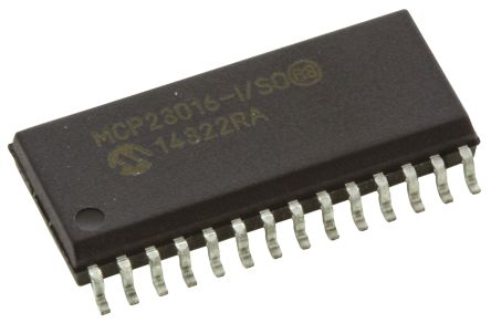 Microchip 16通道I/O扩展器, I2C接口, SOIC封装, 贴片安装