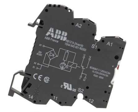 ABB R600 Interface Relais / 250V Ac 24V Ac/dc, 1-poliger Wechsler DIN-Schienen 5 V → 250V Ac