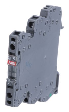 ABB 接口继电器, R600系列, 线圈电压 24V 交流/直流, 触点配置 单刀双掷, DIN 导轨