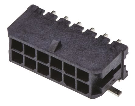 Molex Conector Macho Para PCB Ángulo De 90° Serie Micro-Fit 3.0 De 12 Vías, 2 Filas, Paso 3.0mm, Para Soldar, Montaje