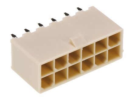 Molex Mini-Fit Jr. Series Straight Through Hole PCB Header, 12 Contact(s), 4.2mm Pitch, 2 Row(s), Shrouded