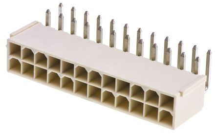 Molex Mini-Fit Jr. Leiterplatten-Stiftleiste Gewinkelt, 24-polig / 2-reihig, Raster 4.2mm, Kabel-Platine,