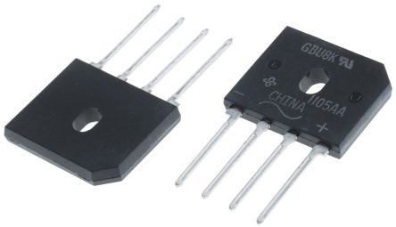 Onsemi Brückengleichrichter, 1-phasig 8A 800V THT 1V GBU 4-Pin 50μA Siliziumverbindung