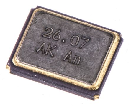 AKER 26MHz Quarz, Oberflächenmontage, ±10ppm, 12pF, B. 2.5mm, H. 0.75mm, L. 3.2mm, SMD, 4-Pin