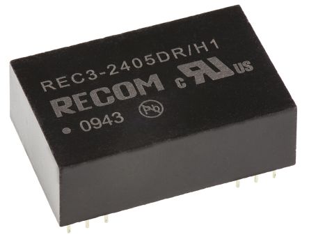 Recom REC3 DC/DC-Wandler 3W 24 V Dc IN, ±5V Dc OUT / ±300mA 500V Ac Isoliert