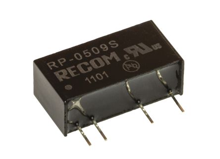 Recom RP DC-DC Converter, 9V Dc/ 111mA Output, 4.5 → 5.5 V Dc Input, 1W, Through Hole, +85°C Max Temp -40°C Min