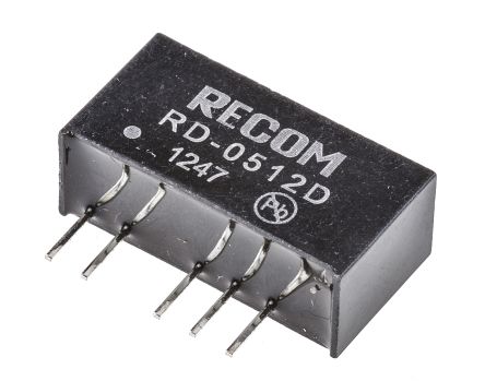 Recom DCDC转换器, RD系列, 4.5 → 5.5 V 直流输入, ±12V 直流输出, 2W