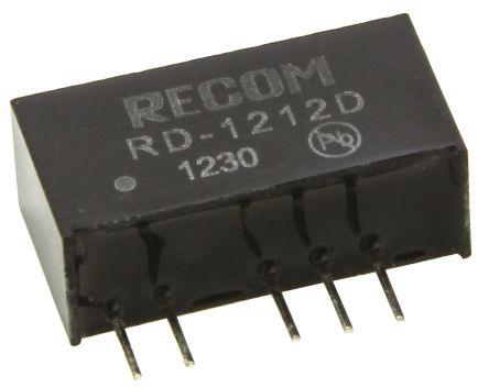 Recom RD DC-DC Converter, ±12V Dc/ ±84mA Output, 10.8 → 13.2 V Dc Input, 2W, Through Hole, +85°C Max Temp -40°C
